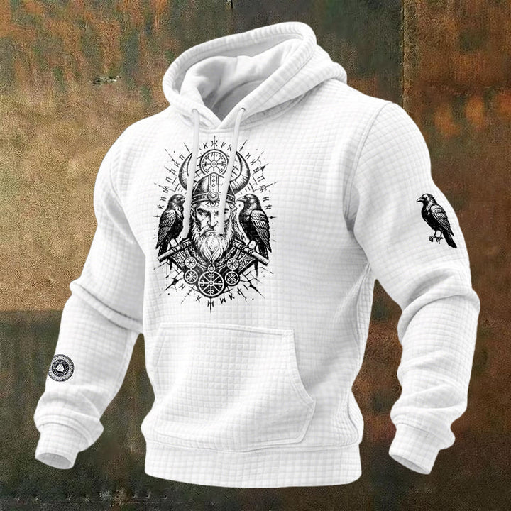 WorldNorse Norse Huginn & Muninn Waffel-Hoodie - Weiß - US/UK/AU48, EU58 (4XL) - image 2