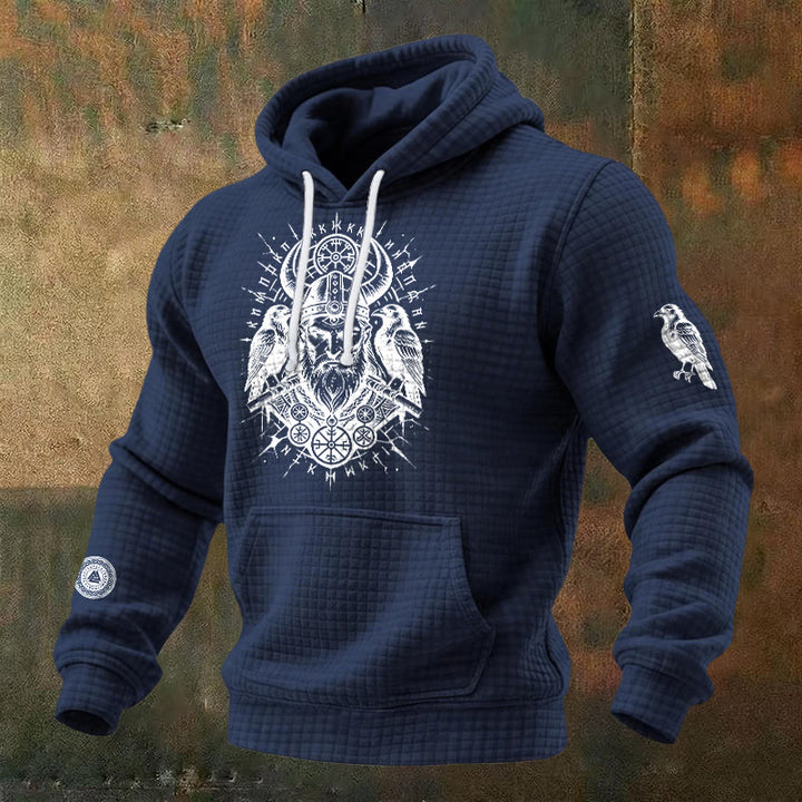 WorldNorse Norse Huginn & Muninn Waffel-Hoodie - Blau - US/UK/AU48, EU58 (4XL) - image 4