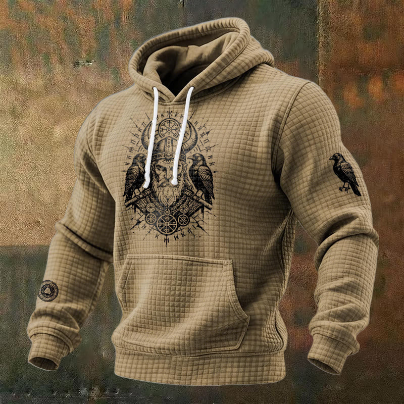 WorldNorse Norse Huginn & Muninn Waffel-Hoodie - Braun - US/UK/AU48, EU58 (4XL) - image 5