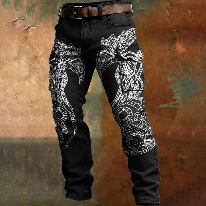 WorldNorse Viking Jormungandr Tattoo Cargo Pants - Schwarz - US/UK/AU50, EU60 (5XL) - image 2