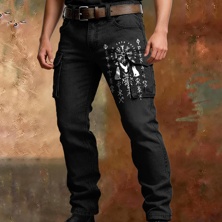 WorldNorse Norse Raven Silhouette Rune Cargo Pants - image 1