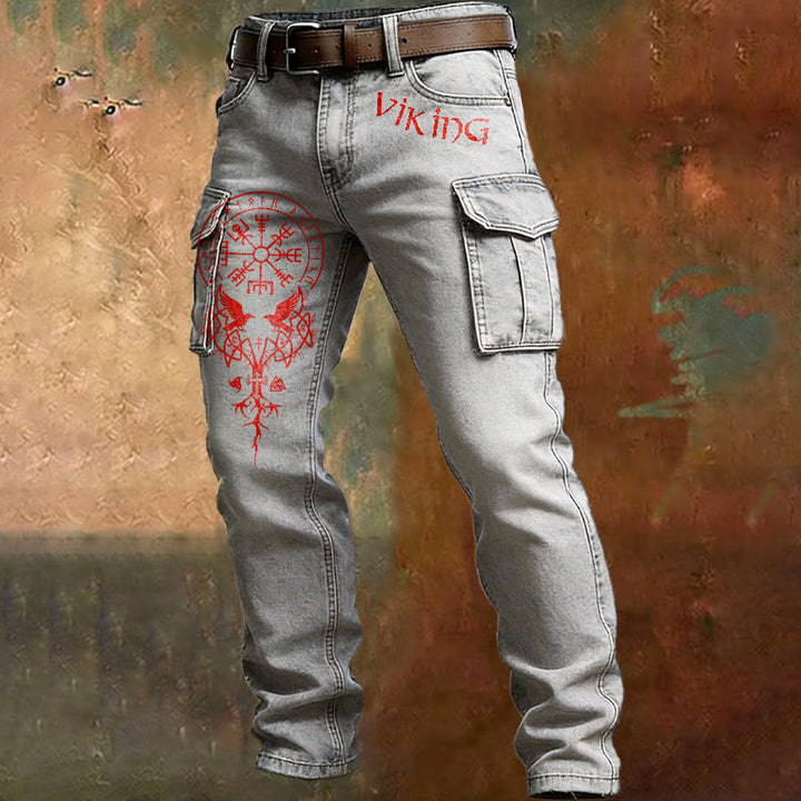 WorldNorse Viking Red Vegvisir Yggdrasil Cargo Pants - Weiß - US/UK/AU50, EU60 (5XL) - image 2