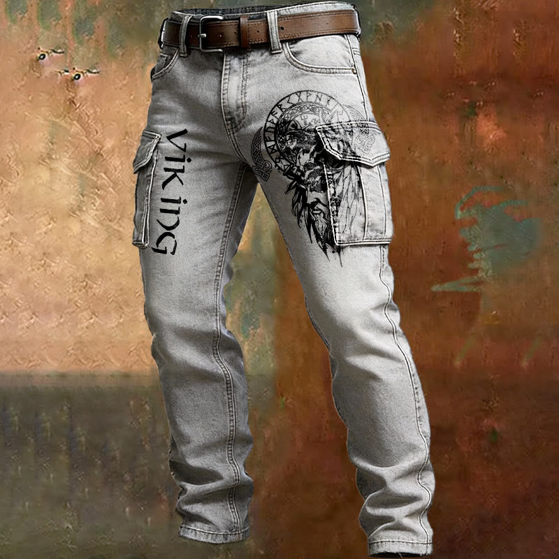 WorldNorse Viking Odin Rune Totem Cargohose - Weiß - US/UK/AU50, EU60 (5XL) - image 0