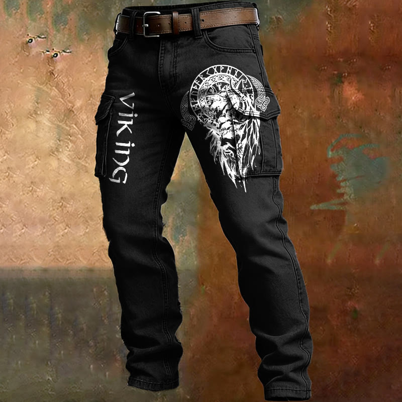 WorldNorse Viking Odin Rune Totem Cargohose - Schwarz - US/UK/AU50, EU60 (5XL) - image 2
