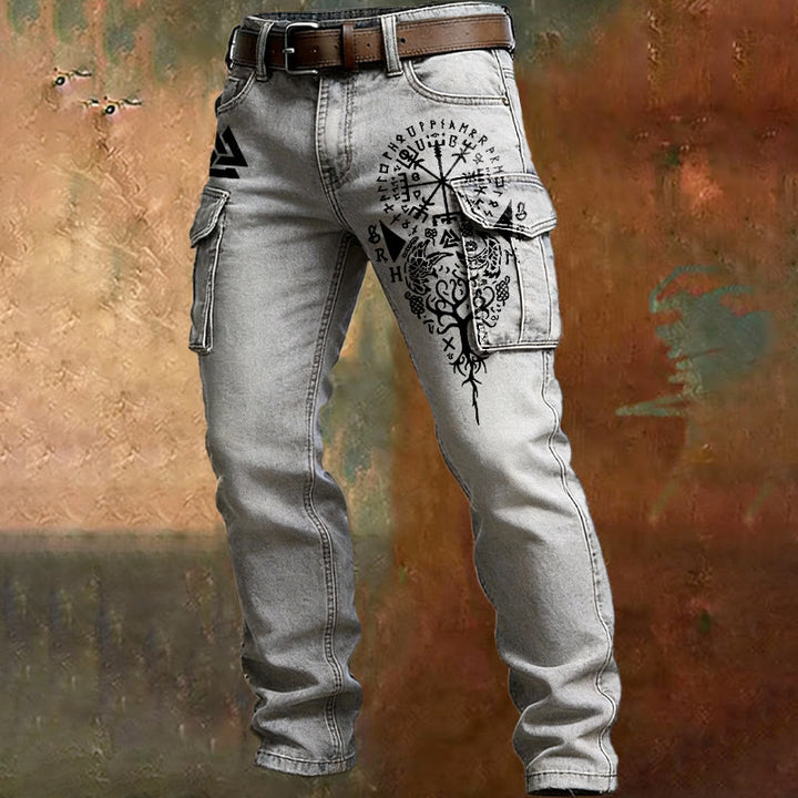WorldNorse Viking Yggdrasil Rune Vegvisir Cargohose - Weiß - US/UK/AU50, EU60 (5XL) - image 0
