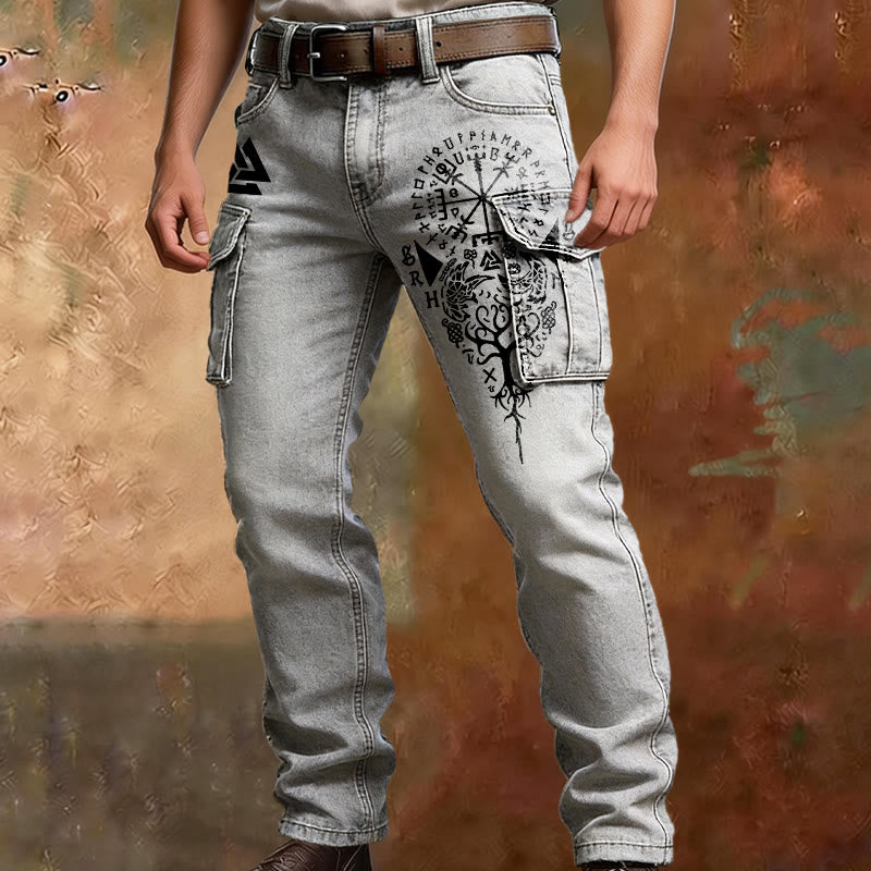 WorldNorse Viking Yggdrasil Rune Vegvisir Cargohose - image 1