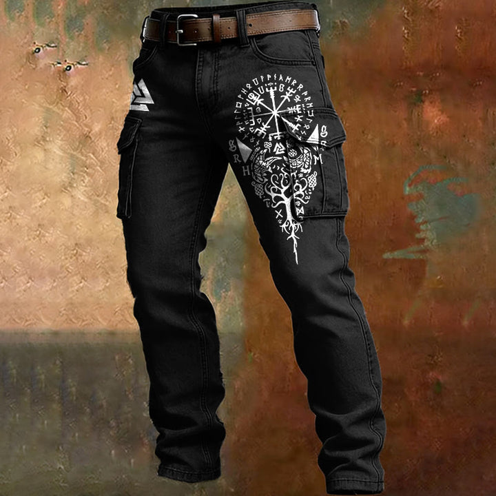 WorldNorse Viking Yggdrasil Rune Vegvisir Cargohose - Schwarz - US/UK/AU50, EU60 (5XL) - image 2