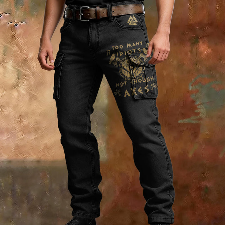 WorldNorse Viking Valknut Axe Rune Cargo Pants - image 1