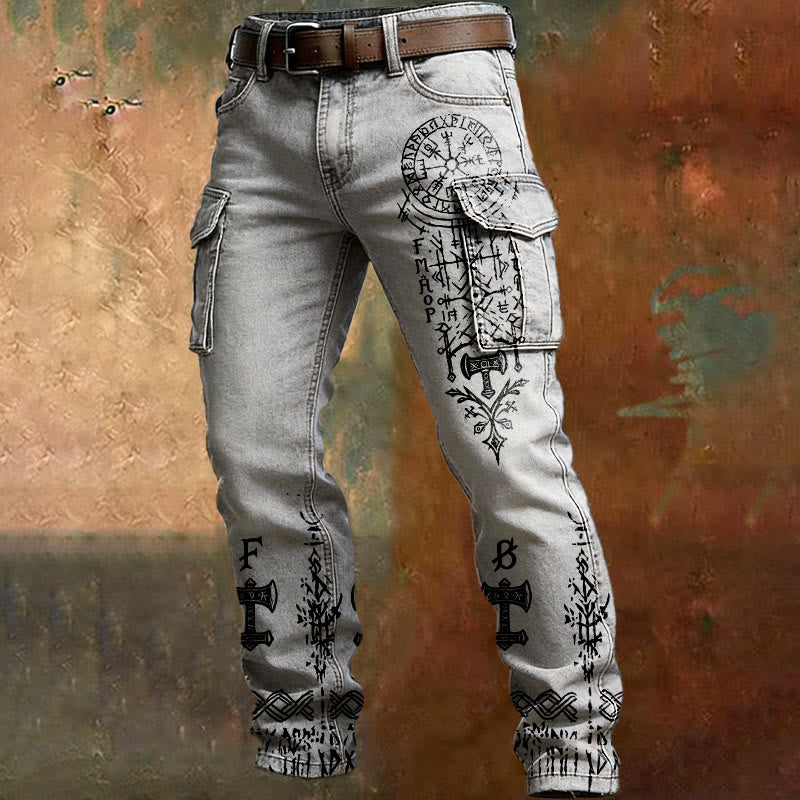 WorldNorse Norse Rune Yggdrasil Cargo Pants - Weiß - US/UK/AU50, EU60 (5XL) - image 2