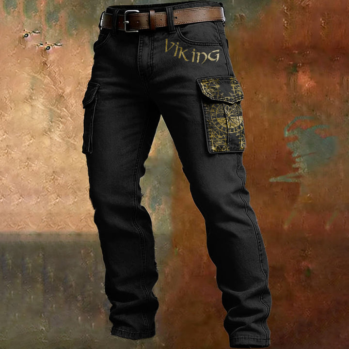 WorldNorse Viking Vegvisir Rune Pocket Cargo Pants - Schwarz - US/UK/AU50, EU60 (5XL) - image 0