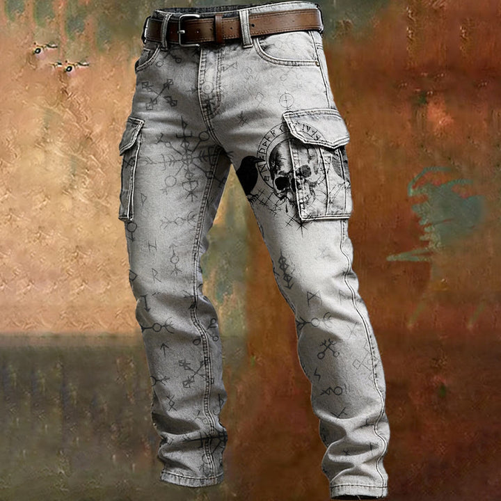 WorldNorse Viking Raven Skull Cargo Pants - Weiß - US/UK/AU50, EU60 (5XL) - image 0