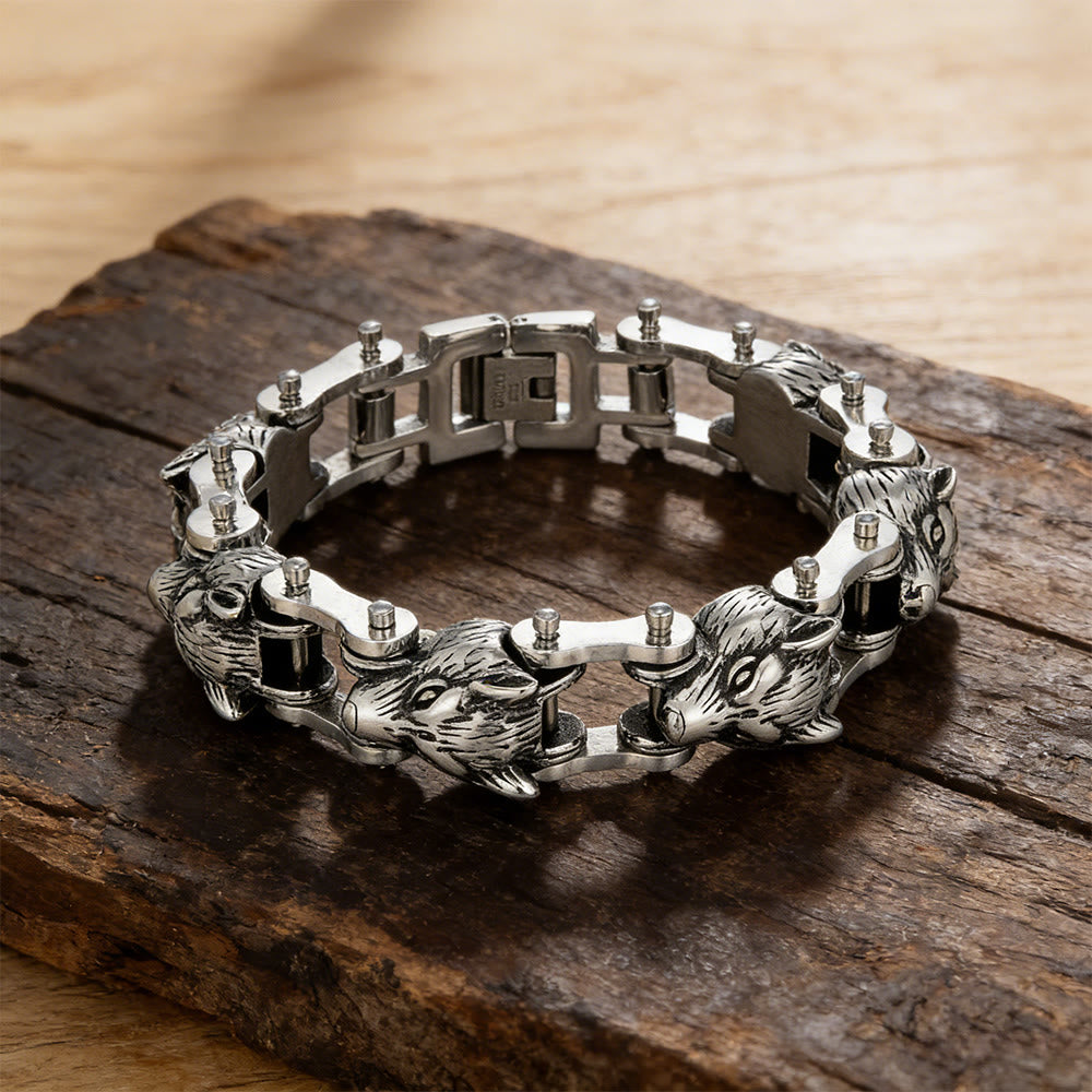 WorldNorse Geschmiedetes Totenkopf-Gliederarmband mit Schrauben - image 5