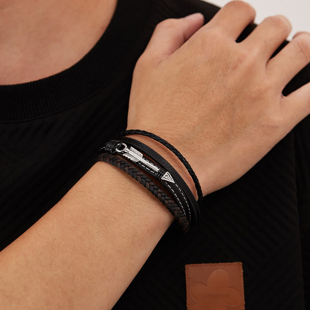 WorldNorse Poliertes Pfeilspitzen-Lederarmband - image 1