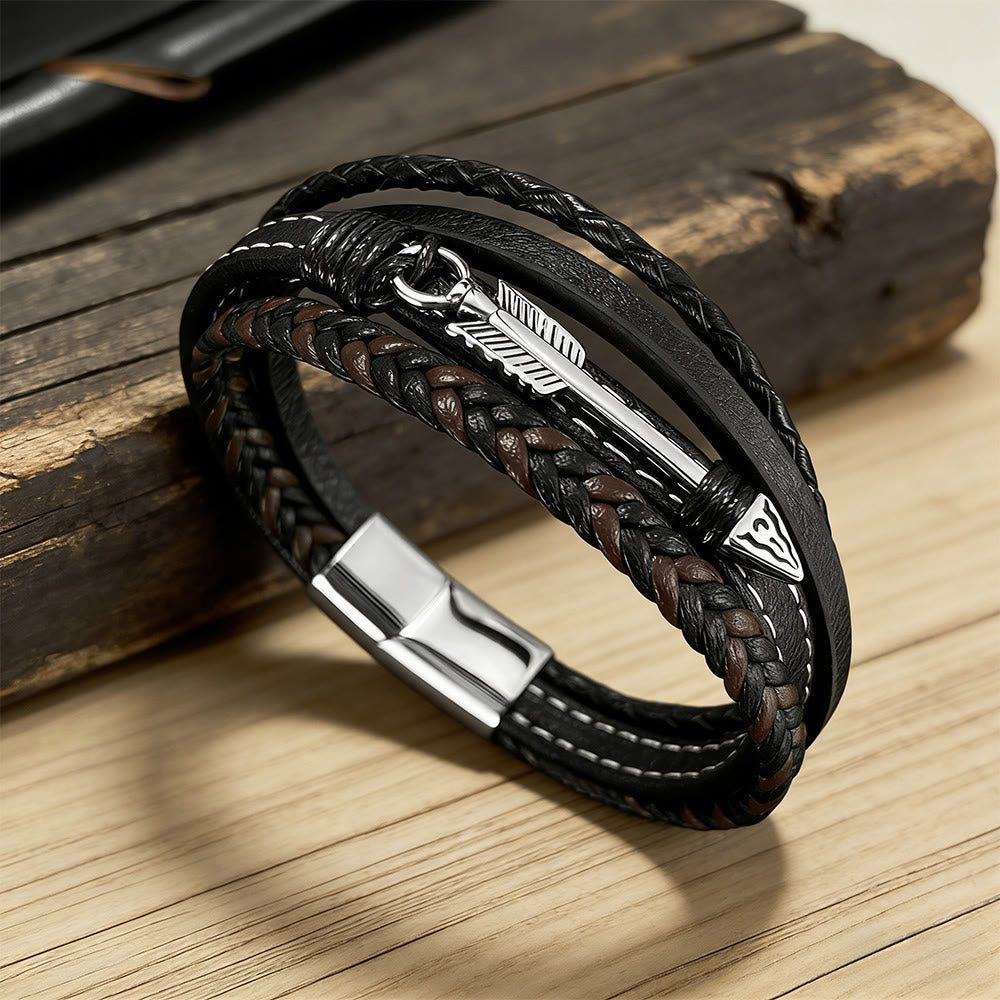 WorldNorse Poliertes Pfeilspitzen-Lederarmband - Federpfeil - image 0