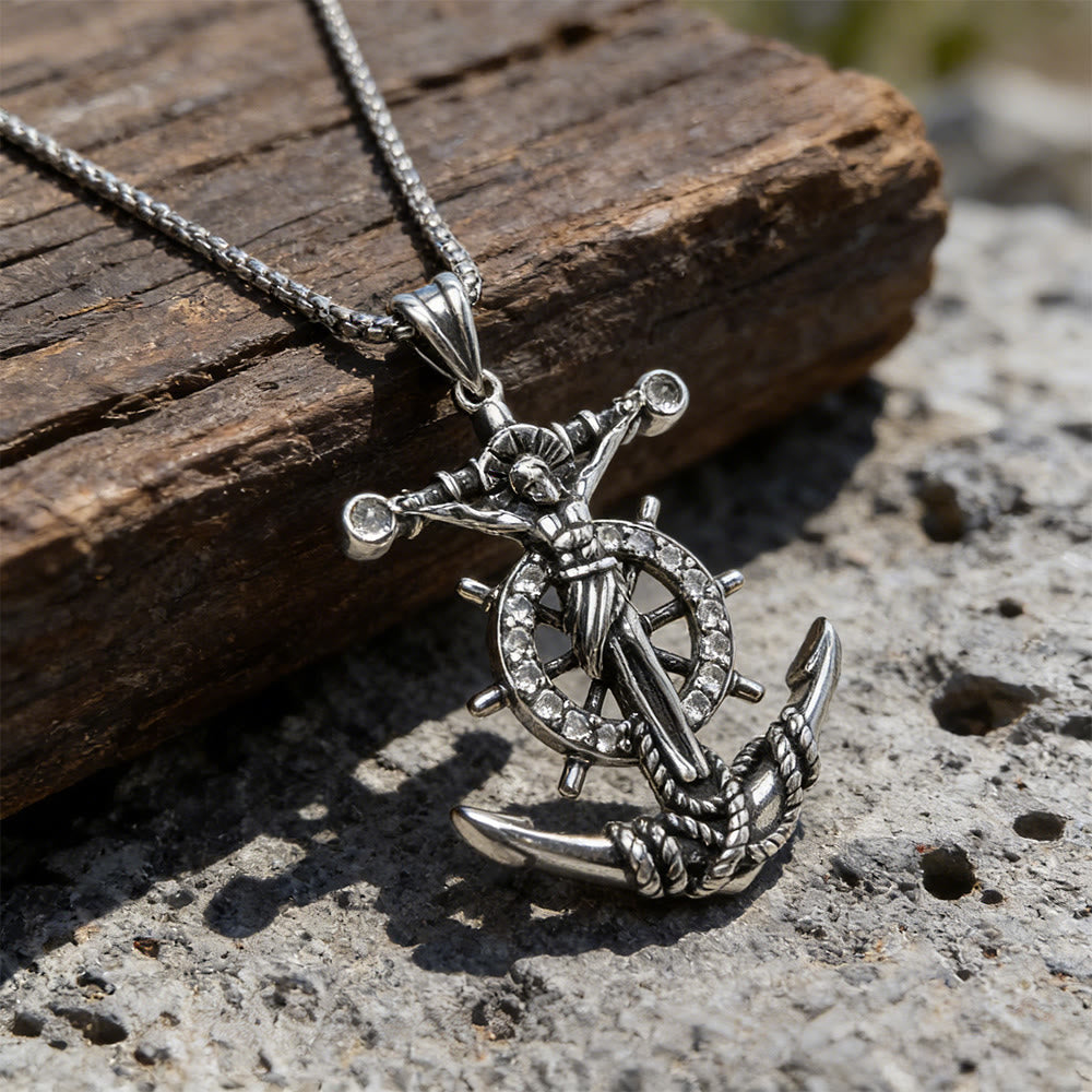 WorldNorse Nautical Crux Ankerrad-Halskette - Anker - image 0