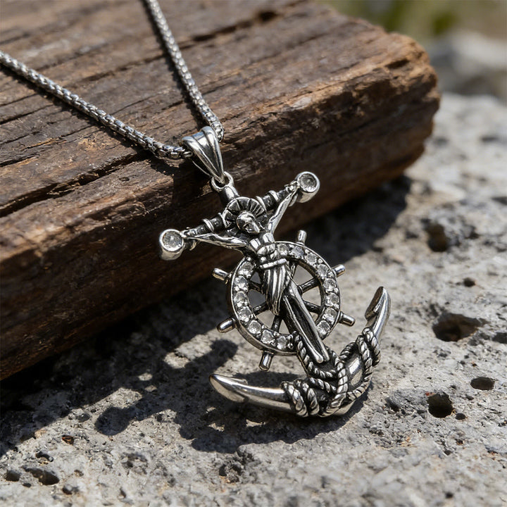 WorldNorse Nautical Crux Ankerrad-Halskette - Anker - image 0