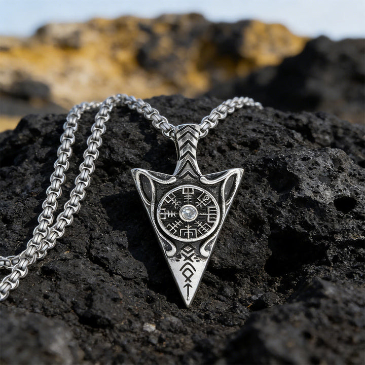 WorldNorse Geschmiedete Speerspitze Vegvisir Halskette - Vegvisir - image 0