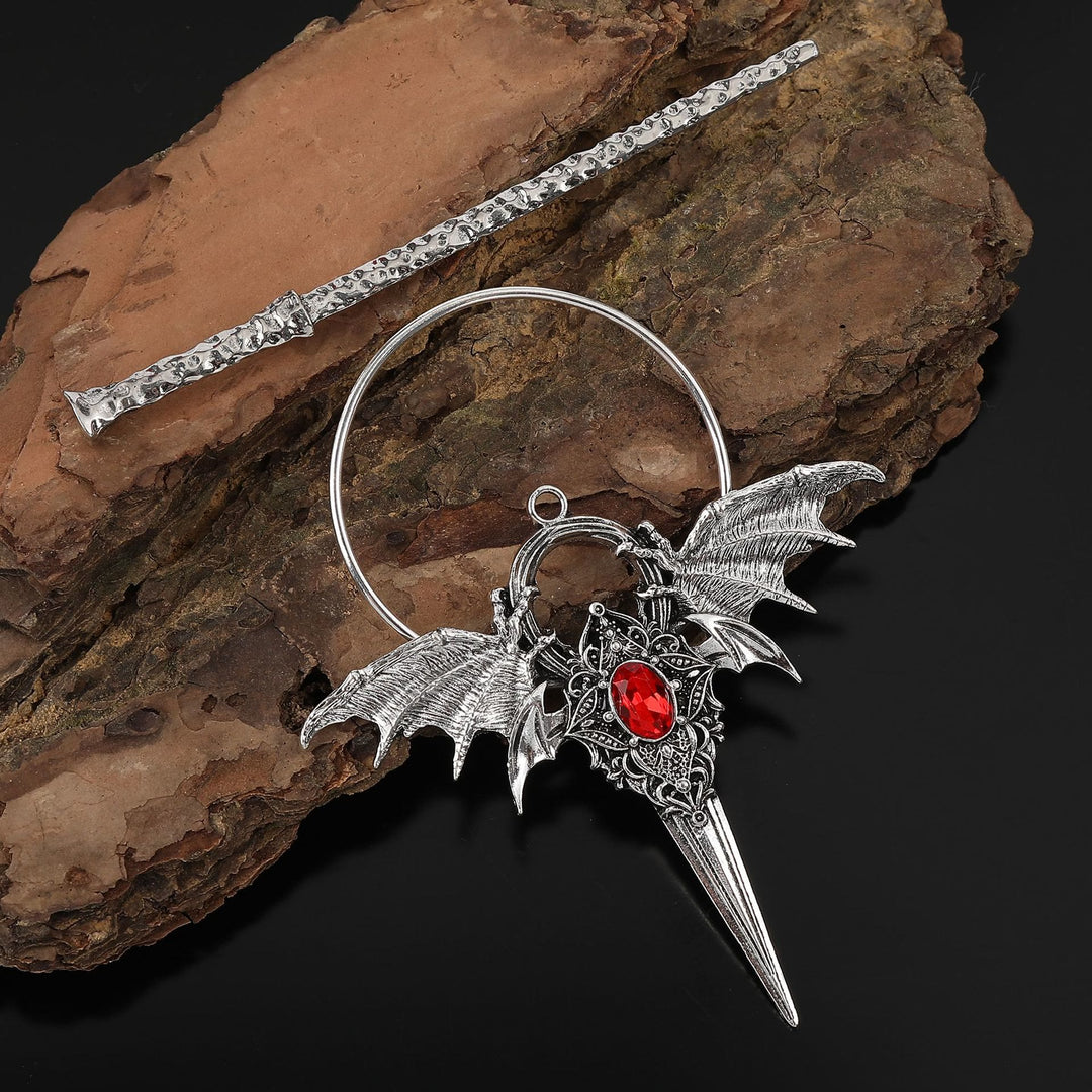 WorldNorse Wyrmclaw Geflügelter Knoten Haarnadel - Rot - image 4