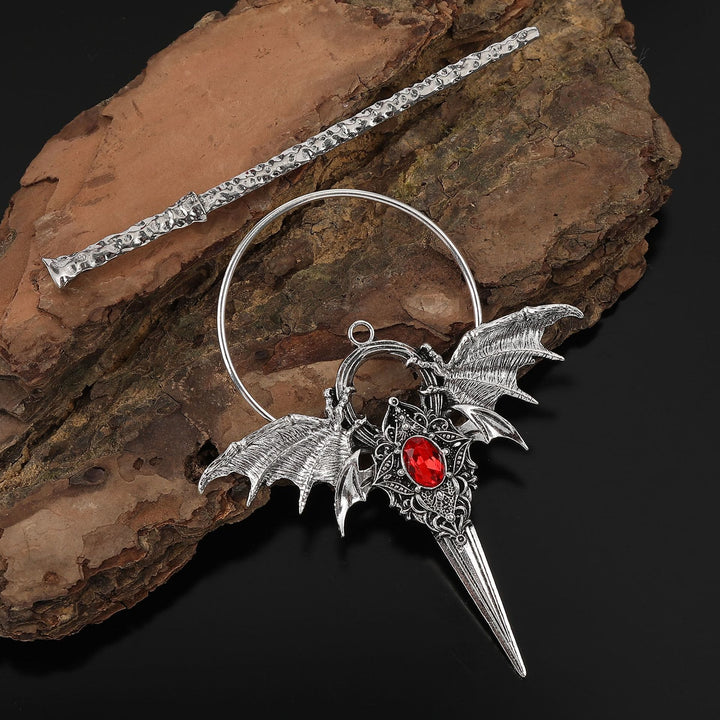 WorldNorse Wyrmclaw Geflügelter Knoten Haarnadel - Rot - image 4