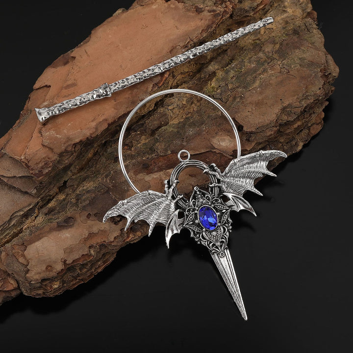 WorldNorse Wyrmclaw Geflügelter Knoten Haarnadel - Blau - image 0