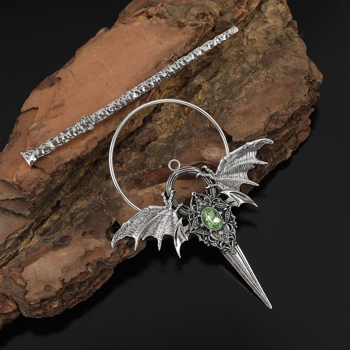 WorldNorse Wyrmclaw Geflügelter Knoten Haarnadel - Grün - image 2