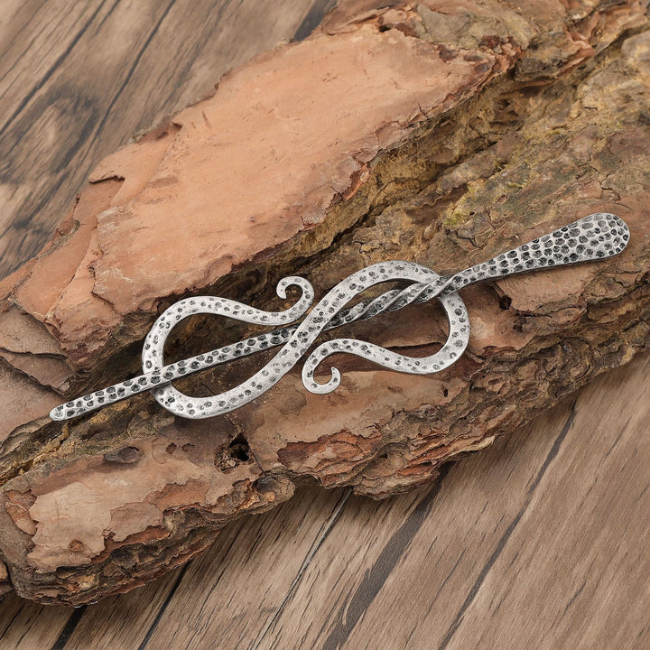 WorldNorse Nordic Textured Infinity Knot Hairpin - Grau - image 0