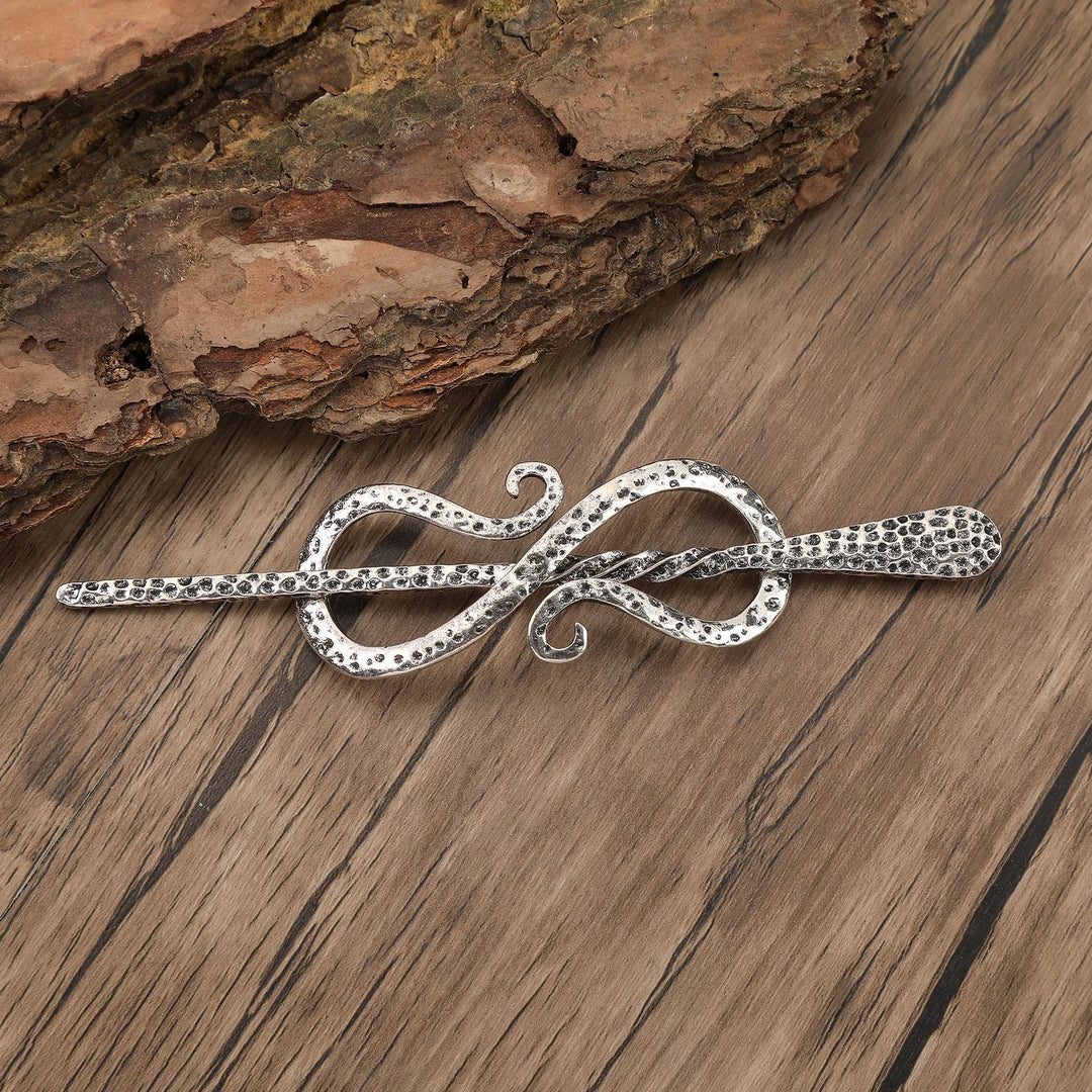 WorldNorse Nordic Textured Infinity Knot Hairpin - Silber - image 2