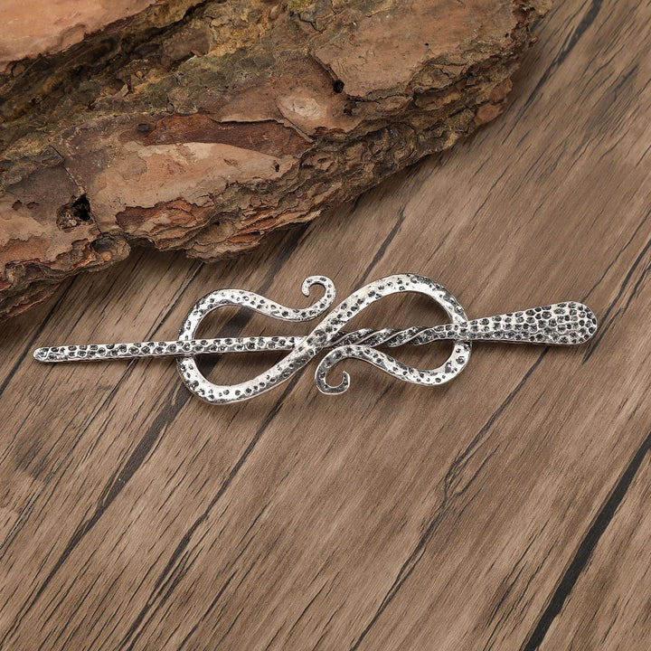 WorldNorse Nordic Textured Infinity Knot Hairpin - Silber - image 2
