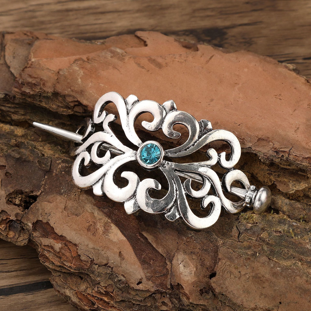 WorldNorse Viking Ornate Gemstone Hairpin - Blau - Runden - image 0
