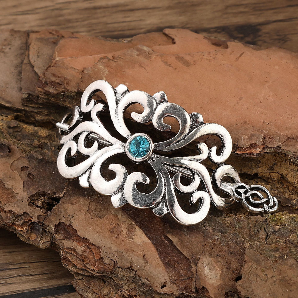WorldNorse Viking Ornate Gemstone Hairpin - Blau - Blume - image 1