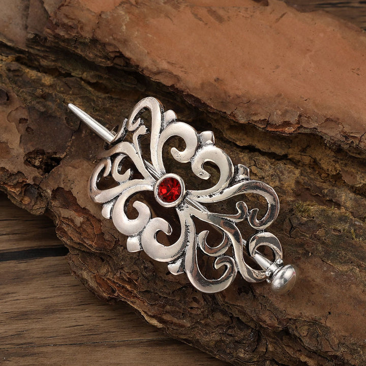 WorldNorse Viking Ornate Gemstone Hairpin - Rot - Runden - image 4