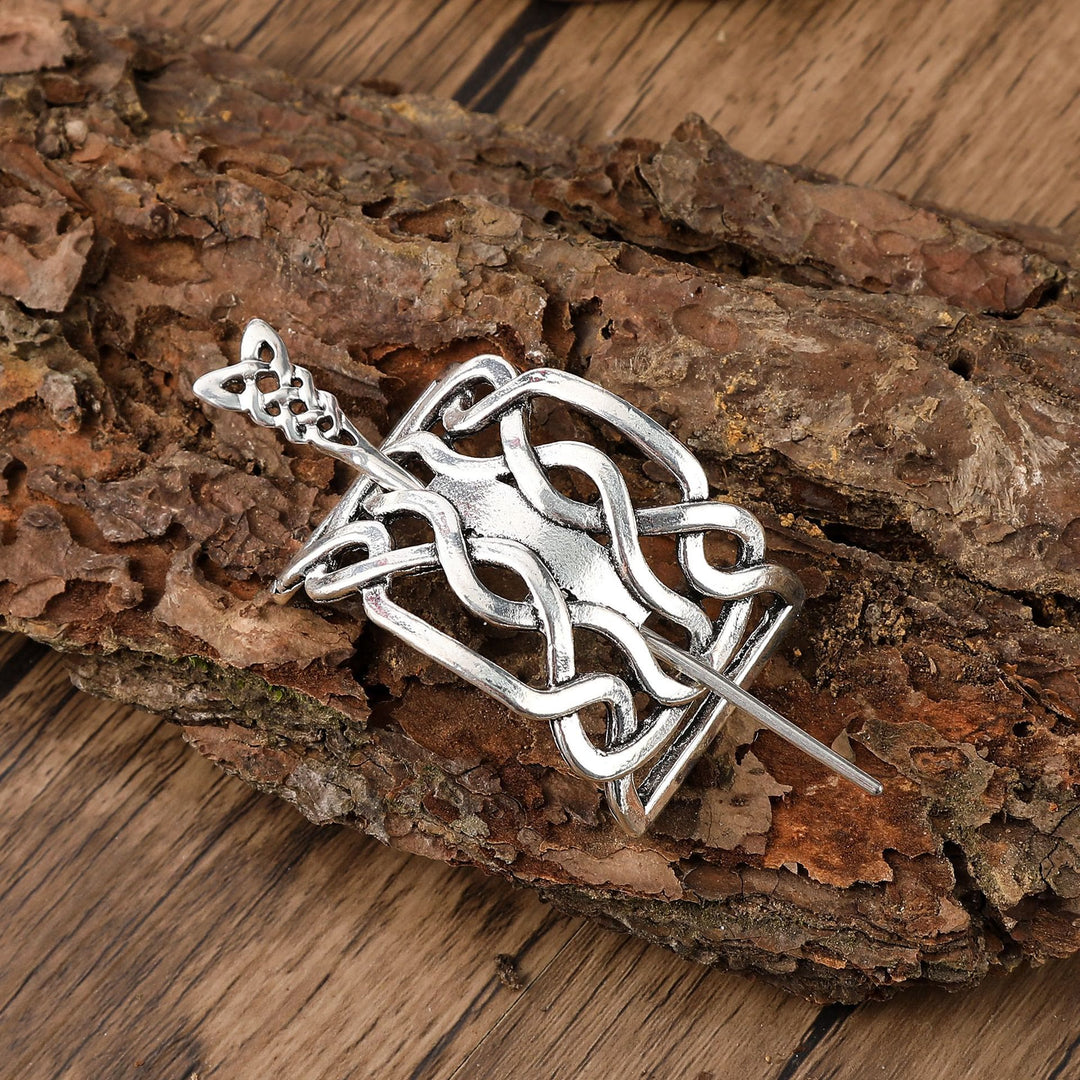 WorldNorse Nordic Woven Shield Celtic Hairpin - Knoten - image 0