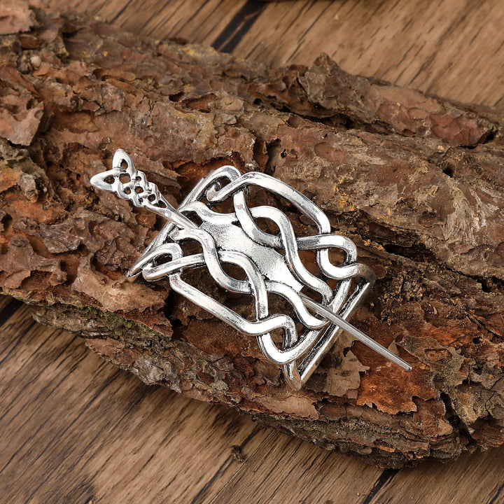 WorldNorse Nordic Woven Shield Celtic Hairpin - Knoten - image 0