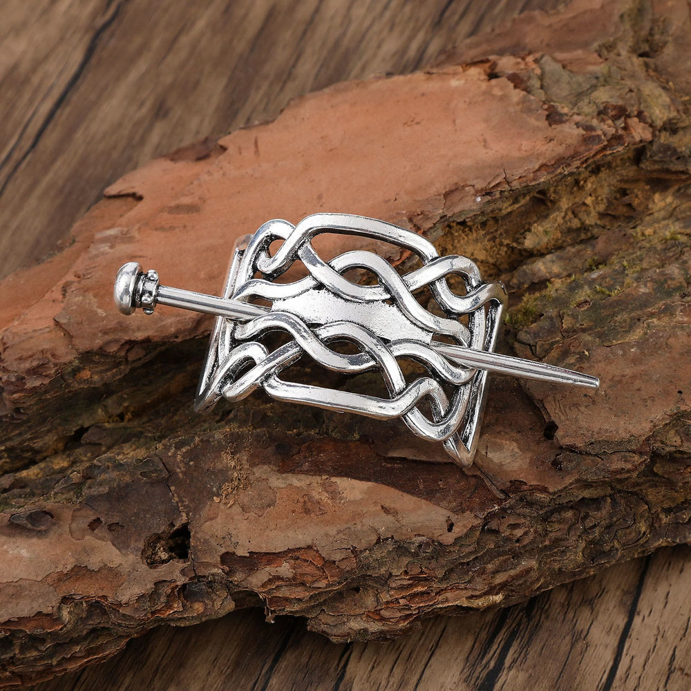 WorldNorse Nordic Woven Shield Celtic Hairpin - Runden - image 1