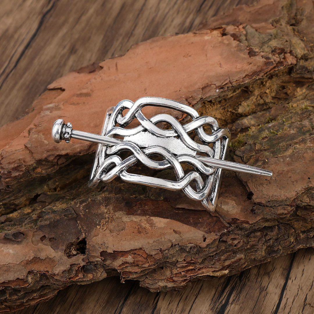 WorldNorse Nordic Woven Shield Celtic Hairpin - Runden - image 1