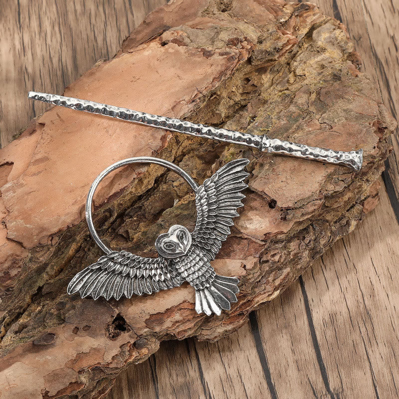 WorldNorse Viking Forged Feather Owl Hairpin - Silber - image 2