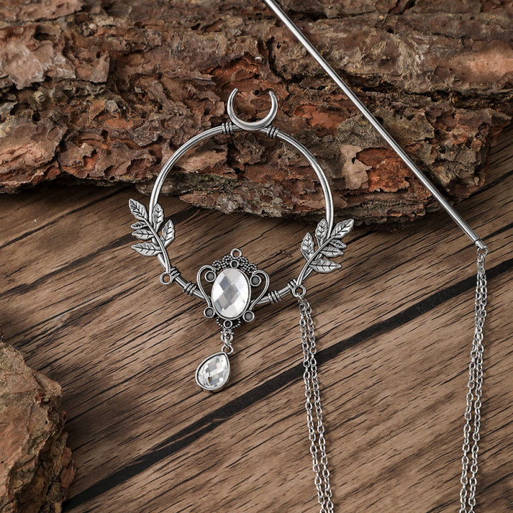 WorldNorse Crescent Leaf Gem Hairpin - Weiß - image 5