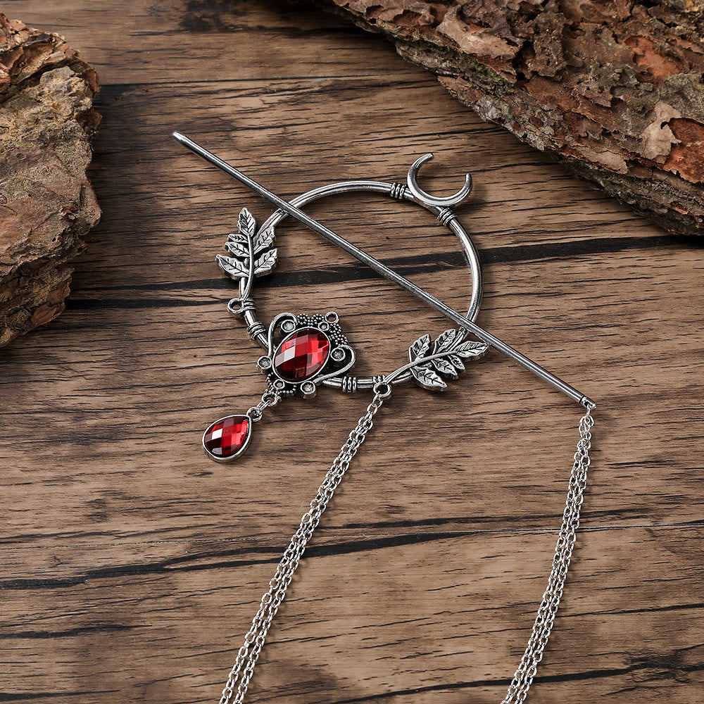 WorldNorse Crescent Leaf Gem Hairpin - Rot - image 1