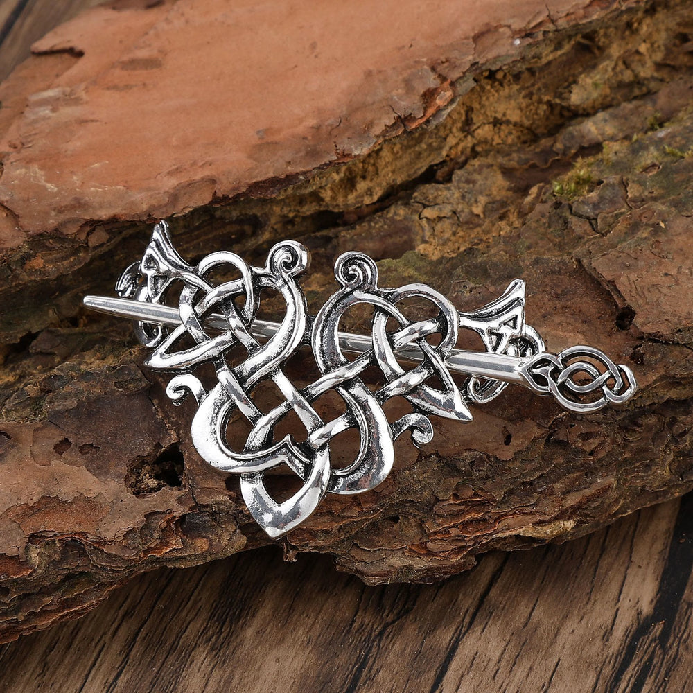 WorldNorse Nordic Interwoven Heart Hairpin - Blume - image 1