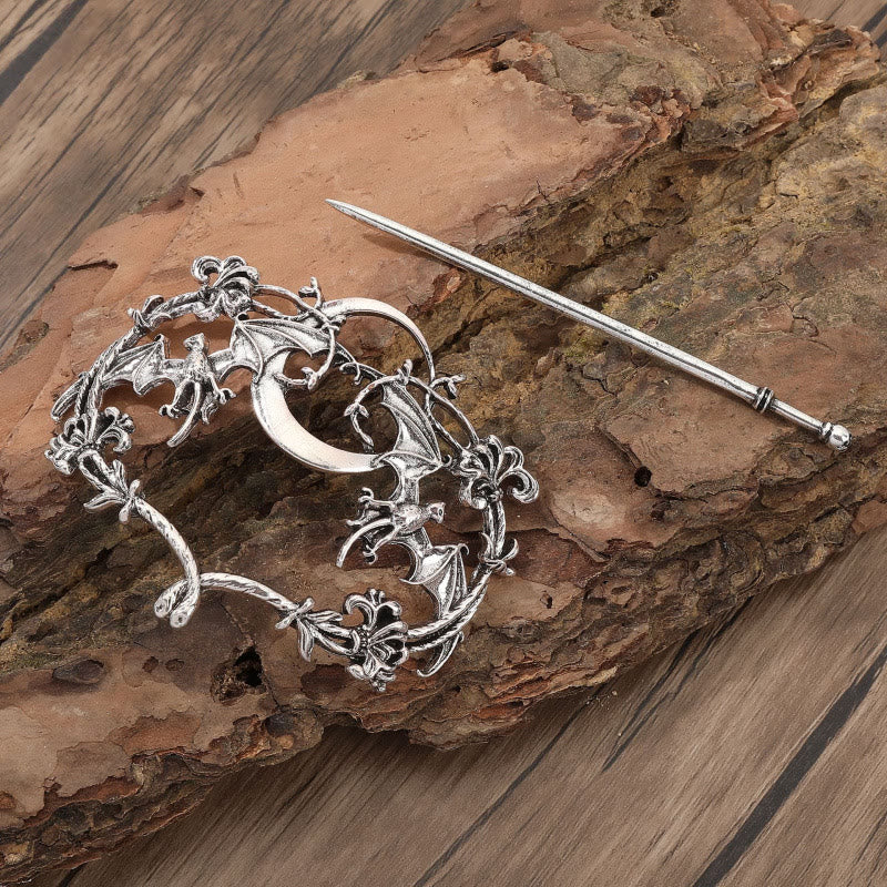 WorldNorse Norse Gothic Moon Bat Hairpin - Kleine Blume - image 0