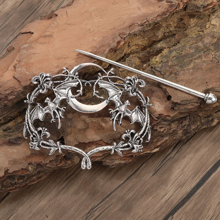 WorldNorse Norse Gothic Moon Bat Hairpin - Klein rund - image 8