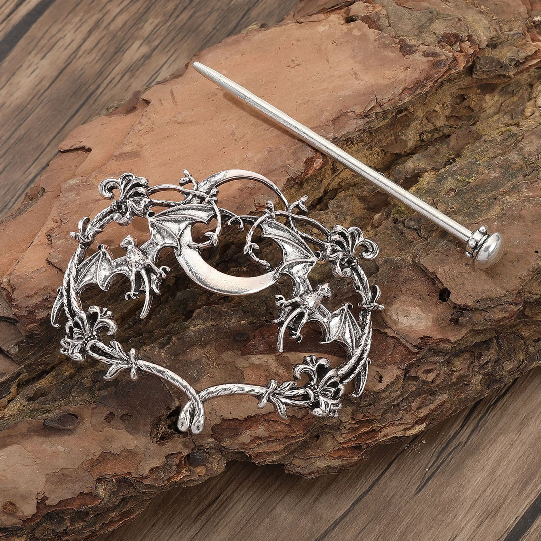 WorldNorse Norse Gothic Moon Bat Hairpin - Große Runde - image 9