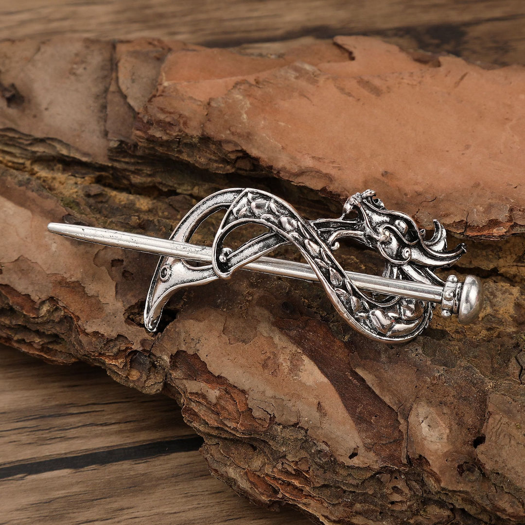 WorldNorse Viking Dragon Head Knot Hairpin - Runden - image 1