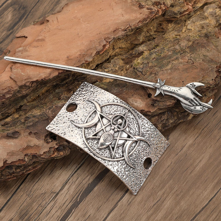 WorldNorse Hirsch Pentakel Halbmond Göttin Haarnadel - image 2