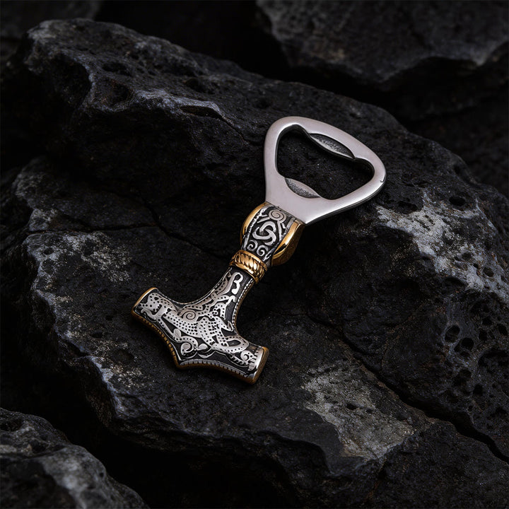 WorldNorse Viking Thors Hammer Flaschenöffner - Silber & Gold - image 8
