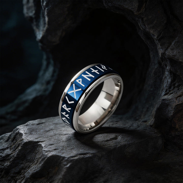 WorldNorse Klassischer nordischer Runen-Drehring - Style B#Blue - US 12 - image 9