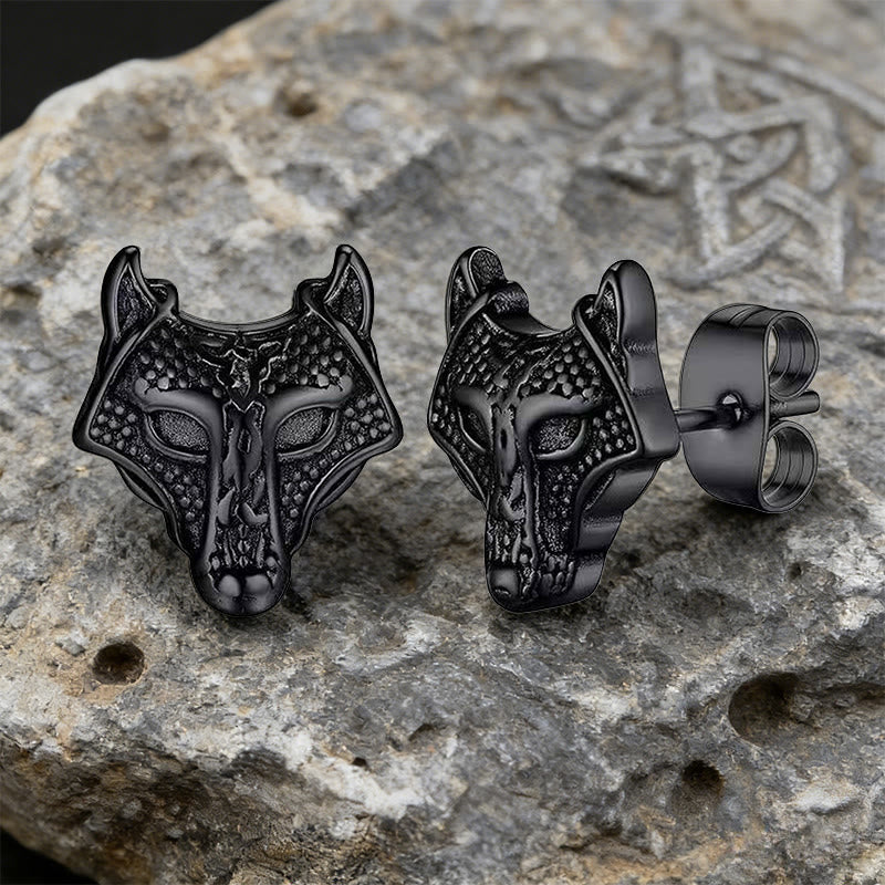 WorldNorse Wikinger- Wolf -Ohrstecker mit Gravur - image 2