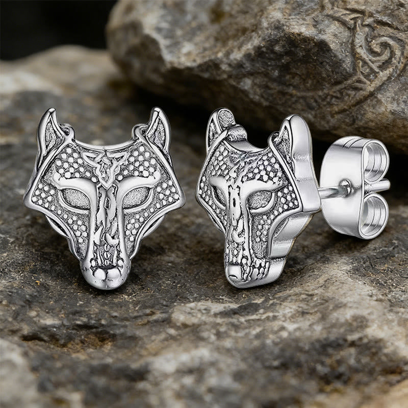 WorldNorse Wikinger- Wolf -Ohrstecker mit Gravur - Silber - image 3