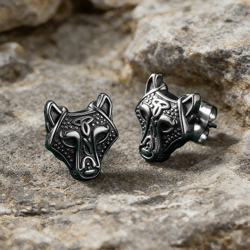 WorldNorse Wikinger- Wolf -Ohrstecker mit Gravur - image 1