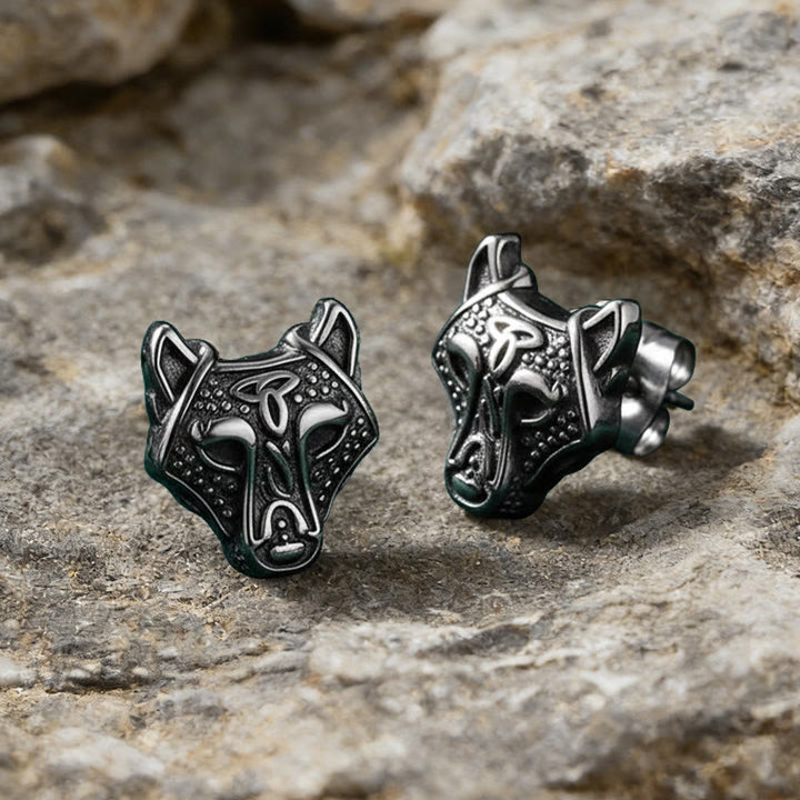 WorldNorse Wikinger- Wolf -Ohrstecker mit Gravur - image 1